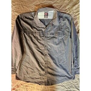 Wrangler Outdoor Series Shirt Men's 2XL Long Sleeve Grey Button Up Hiking Vented